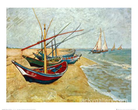 Fishing Boats on the Beach at Saints-Maries, Van Gogh painting